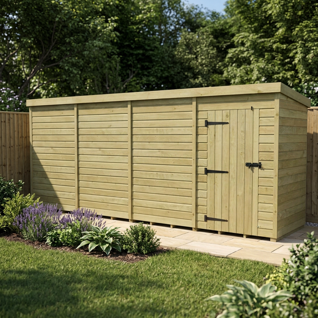 17 x 4 Pent Shed (Single Door, No Windows) - view 5