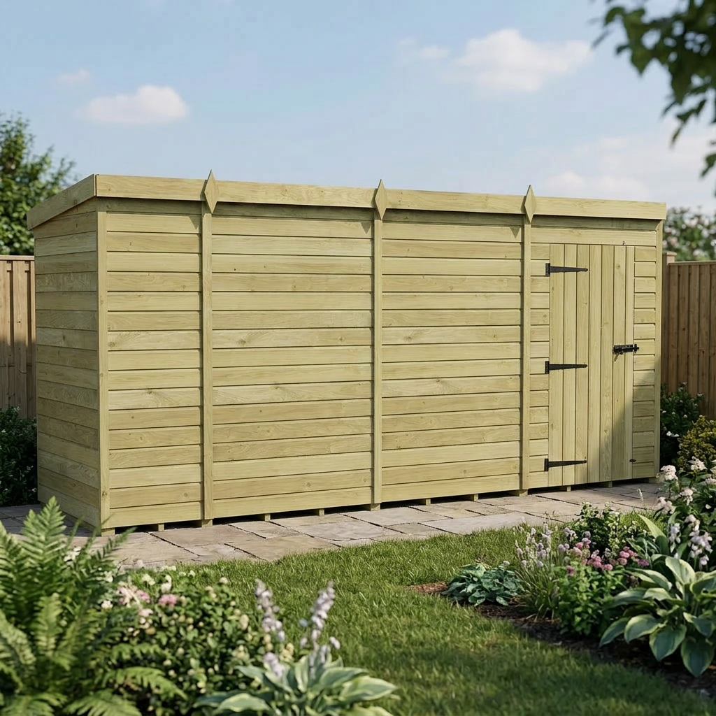 14 x 4 Pent Shed (Single Door, No Windows) - view 5