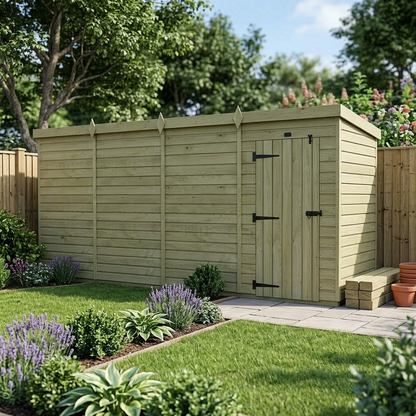 16 x 4 Pent Shed (Single Door, No Windows) - view 5