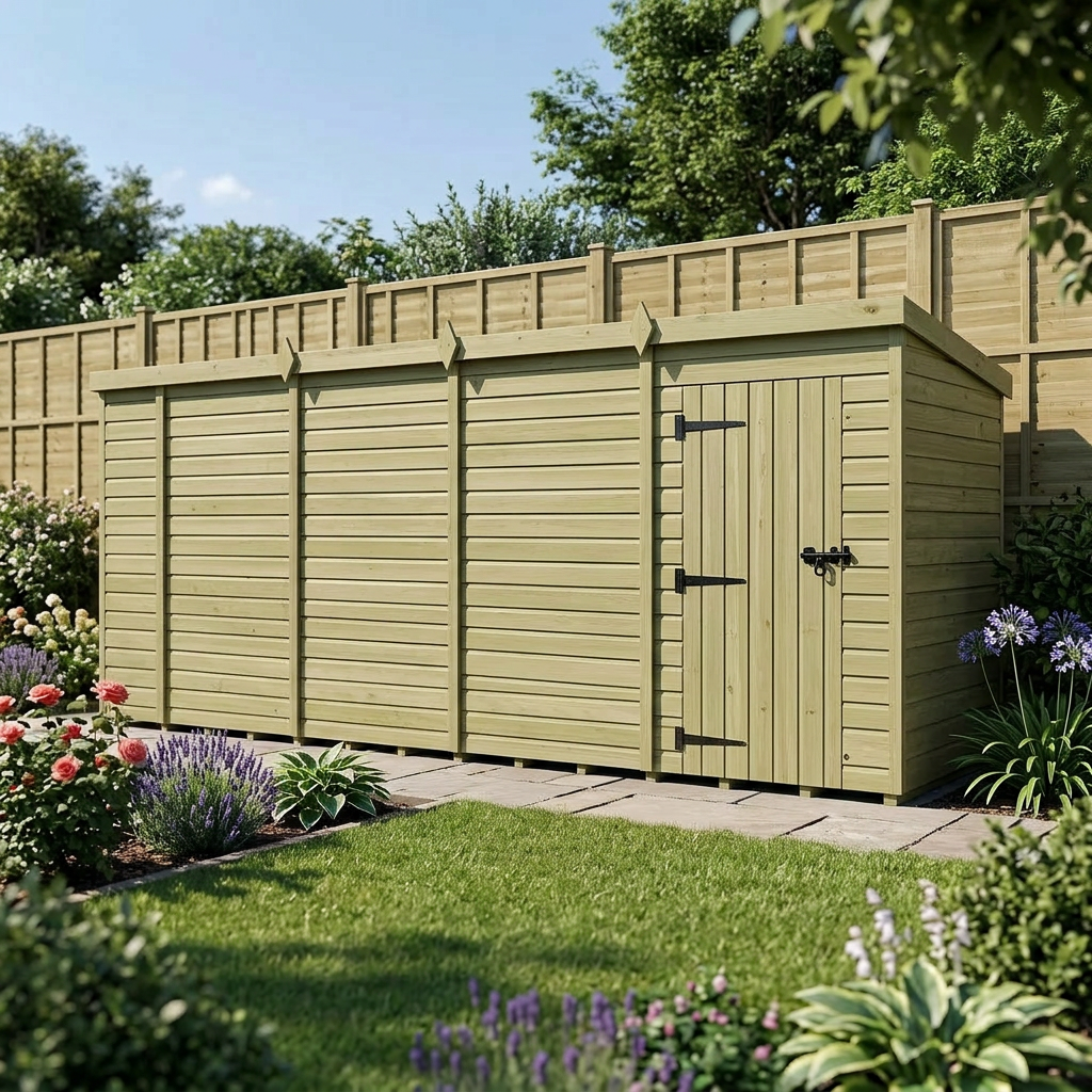 18 x 4 Pent Shed (Single Door, No Windows) - view 5