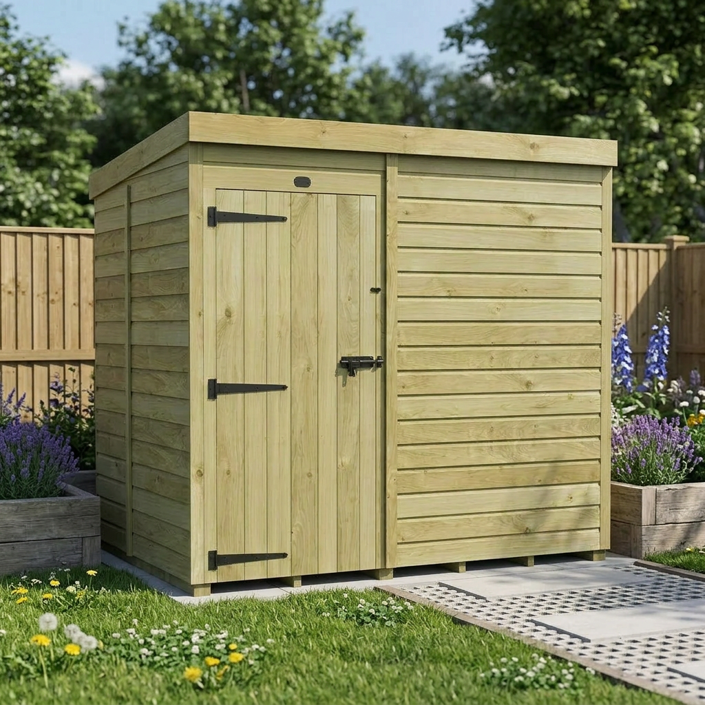 7 x 5 Pent Shed (Single Door, No Windows) - view 4