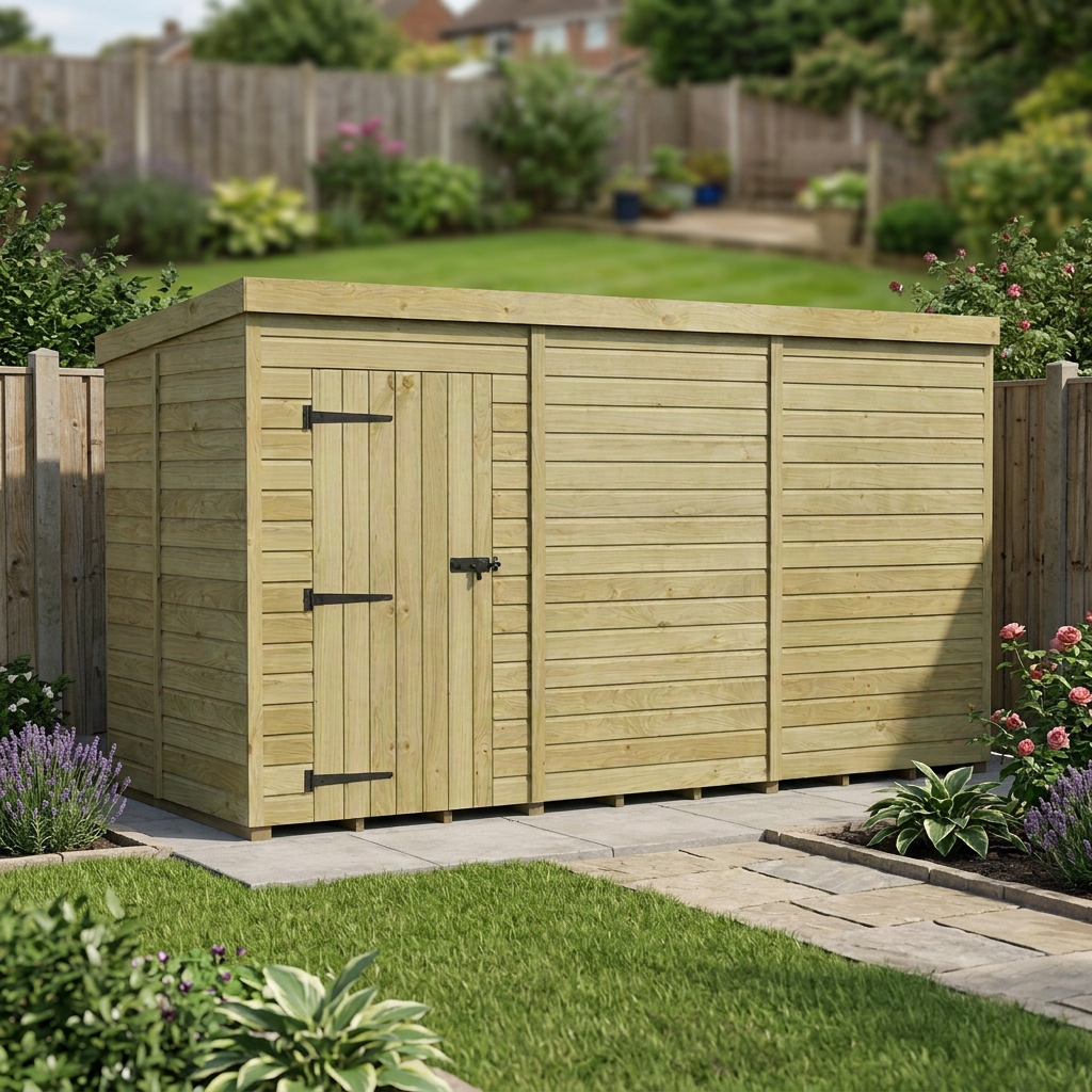 12 x 5 Pent Shed (Single Door, No Windows) - view 4