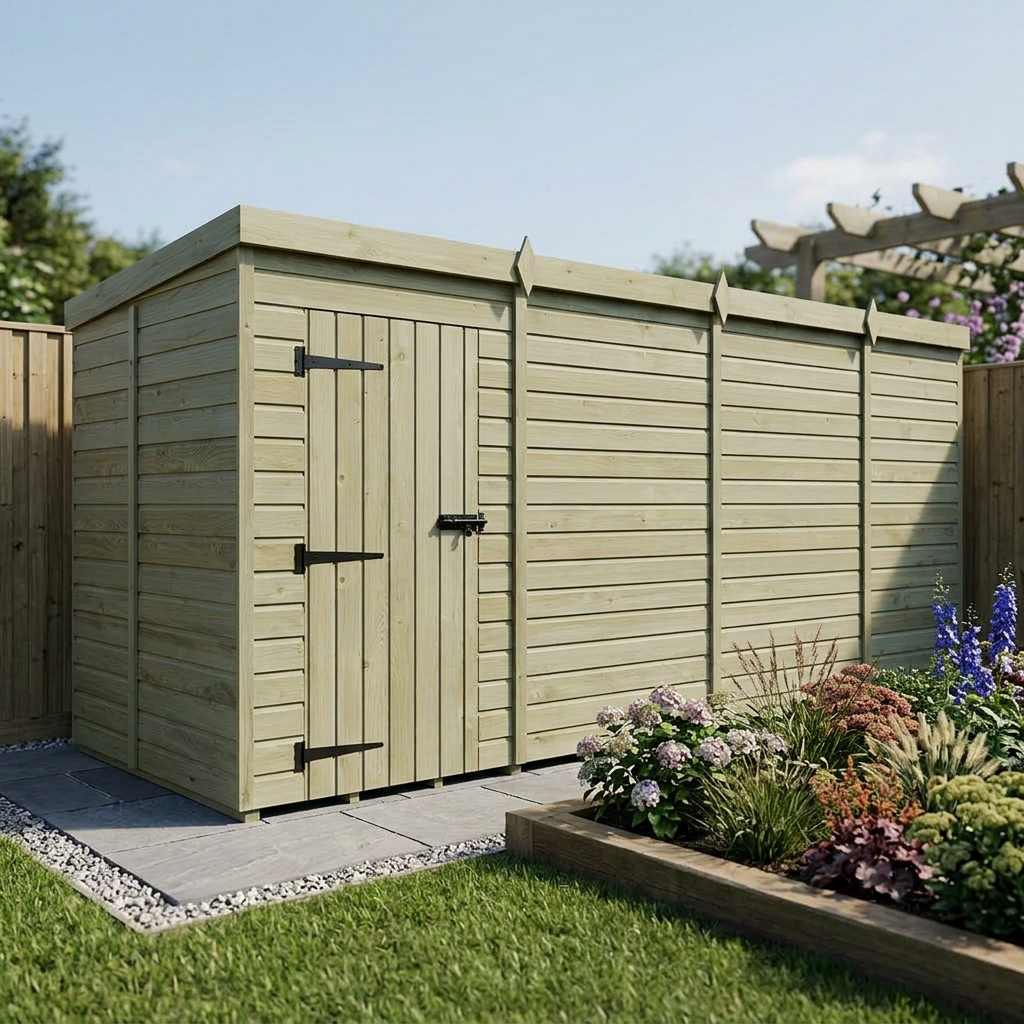 15 x 5 Pent Shed (Single Door, No Windows) - view 4