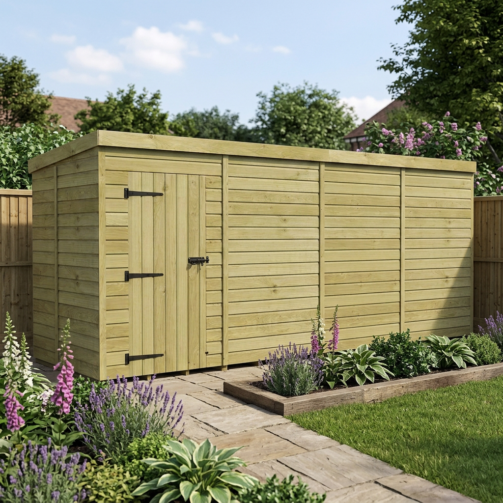 16 x 5 Pent Shed (Single Door, No Windows) - view 4