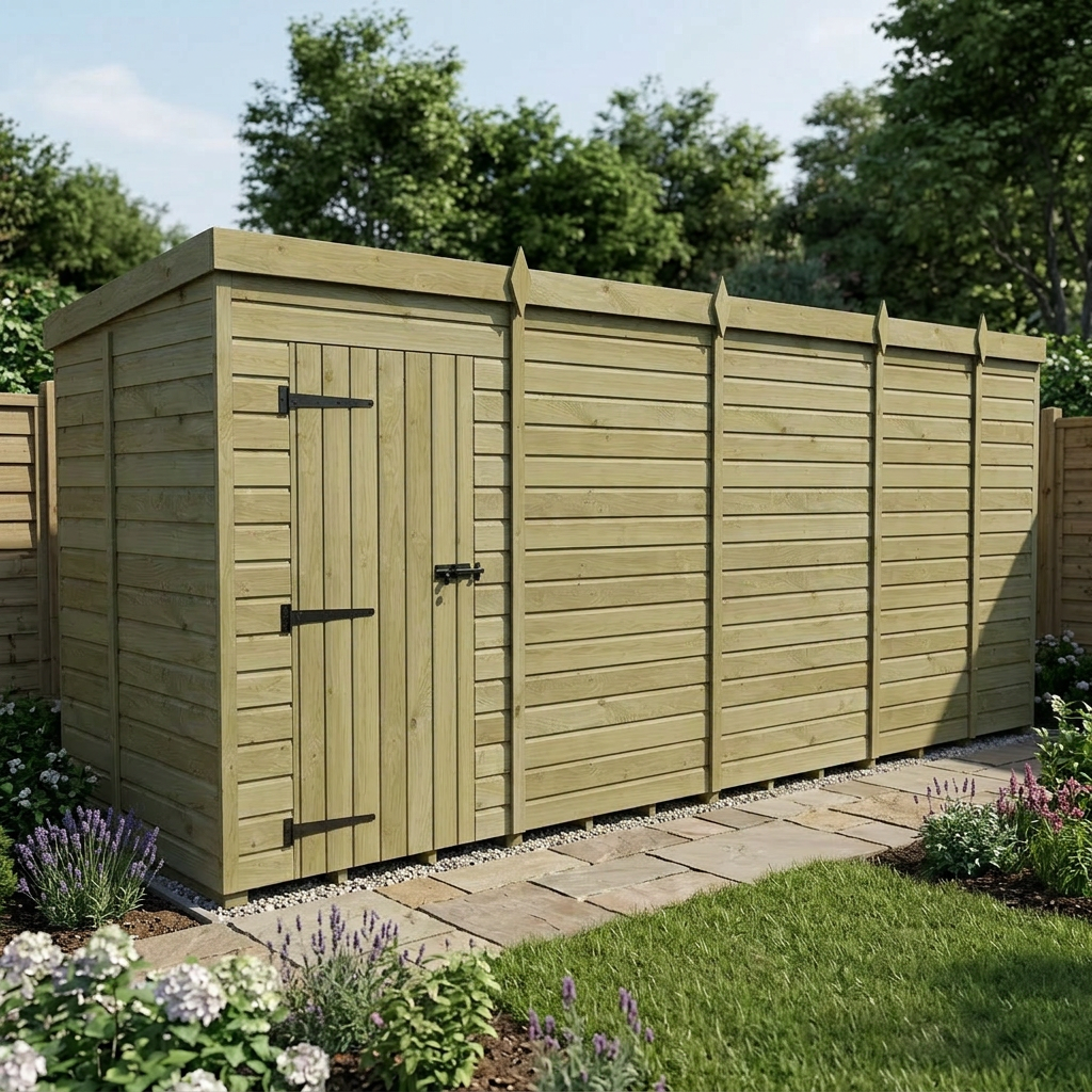 17 x 5 Pent Shed (Single Door, No Windows) - view 4