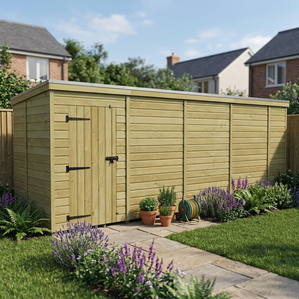 18 x 5 Pent Shed (Single Door, No Windows) - view 4