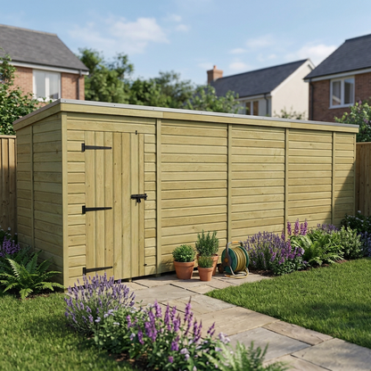 18 x 5 Pent Shed (Single Door, No Windows) - view 4