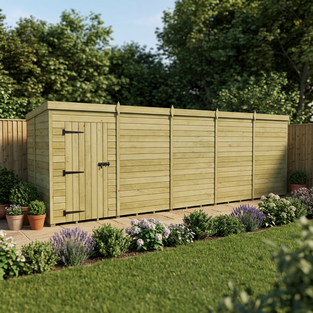 20 x 5 Pent Shed (Single Door, No Windows) - view 4