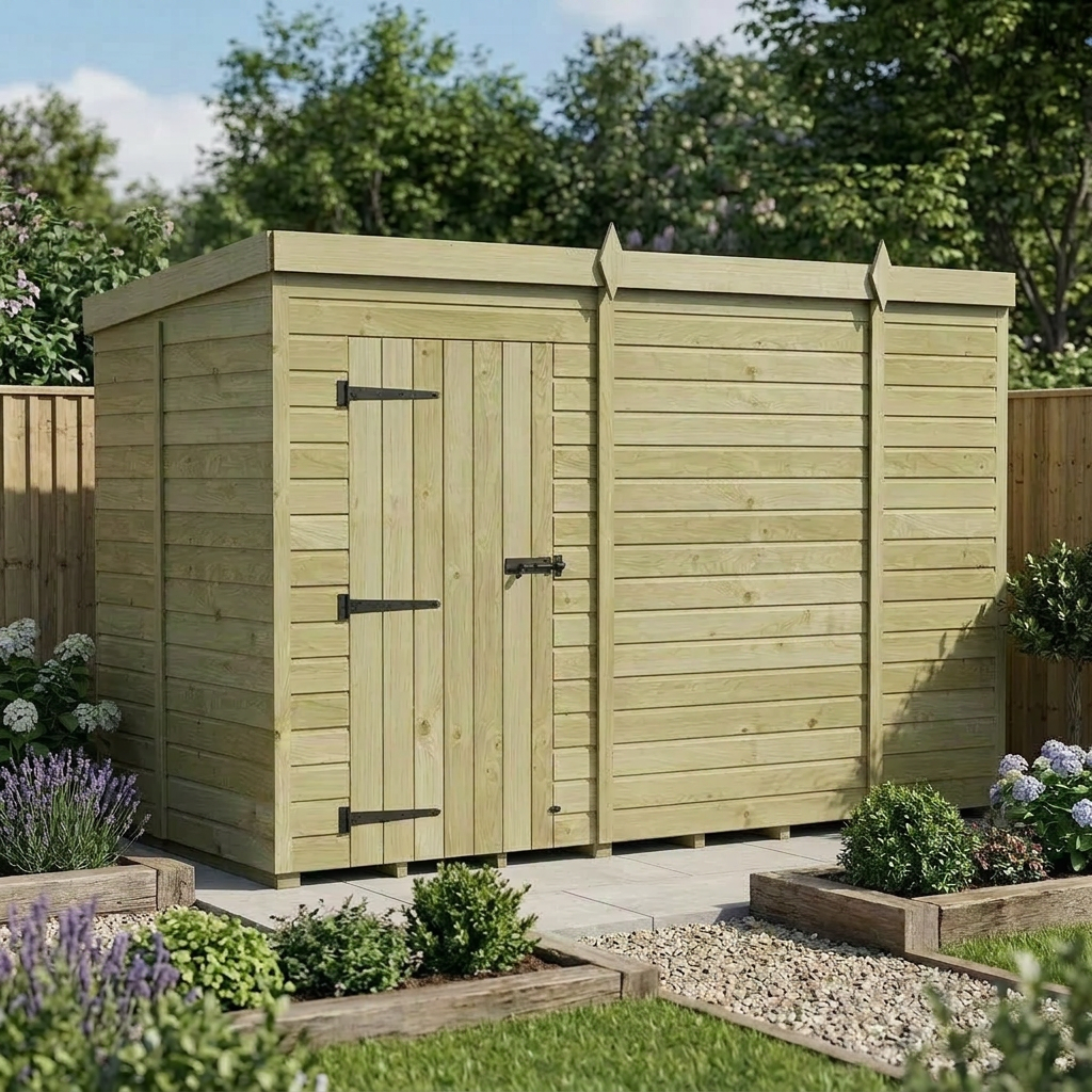 10 x 5 Pent Shed (Single Door, No Windows) - view 5