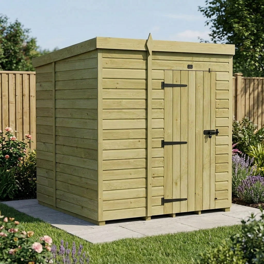6 x 6 Pent Shed (Single Door, No Windows) - view 5