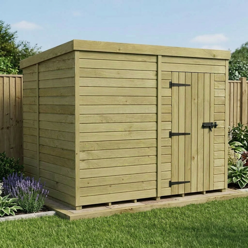 8 x 6 Pent Shed (Single Door, No Windows) - view 5