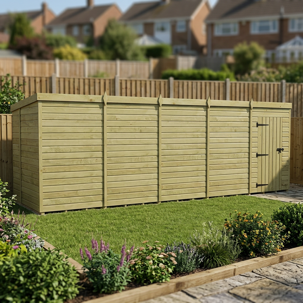 20 x 6 Pent Shed (Single Door, No Windows) - view 3