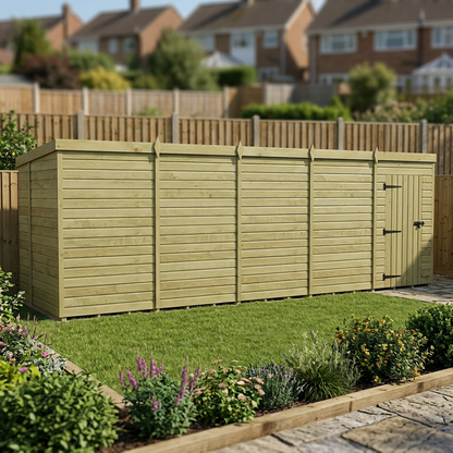 20 x 6 Pent Shed (Single Door, No Windows) - view 3