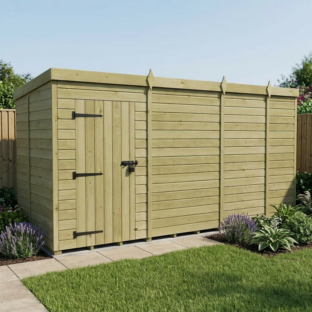 13 x 5 Pent Shed (Single Door, No Windows) - view 2