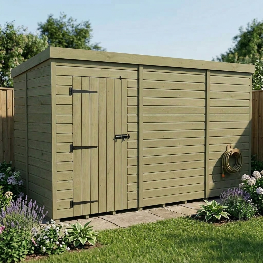 11 x 5 Pent Shed (Single Door, No Windows) - view 6