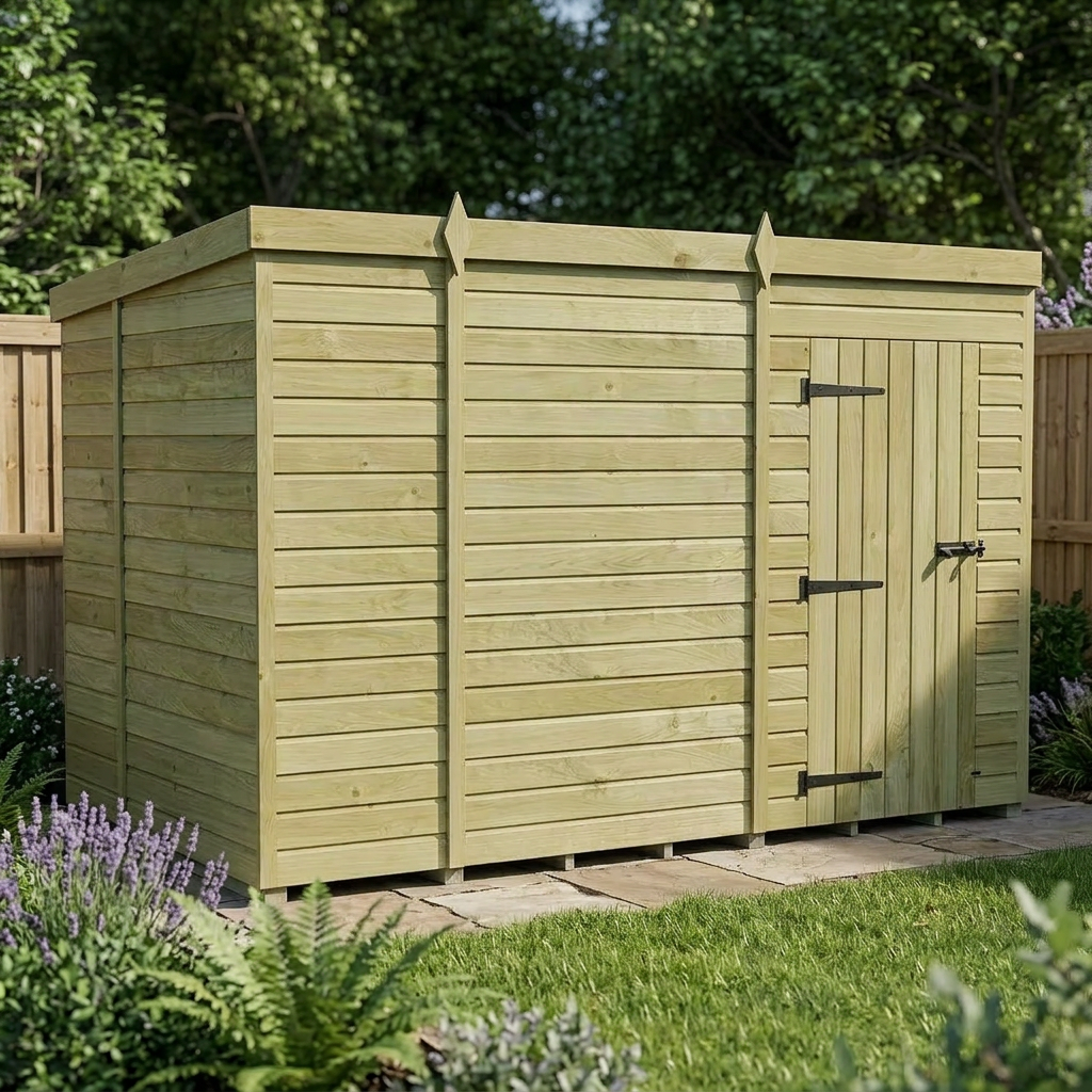 10 x 6 Pent Shed (Single Door, No Windows) - view 4