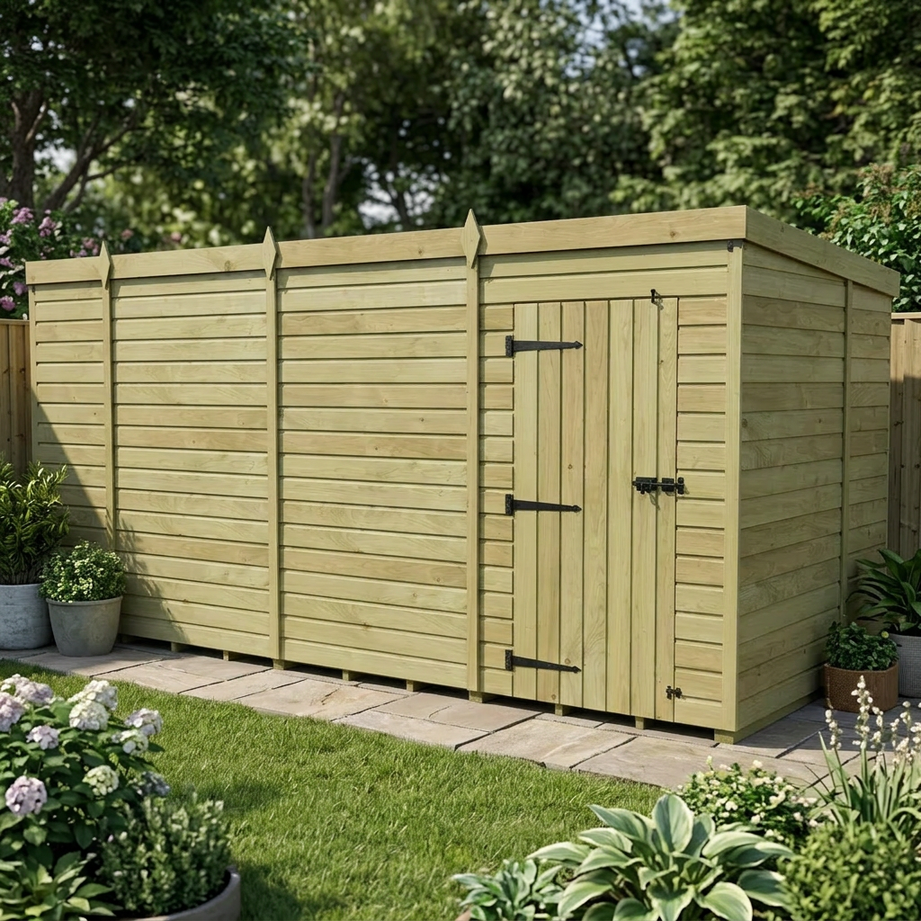13 x 6 Pent Shed (Single Door, No Windows) - view 2