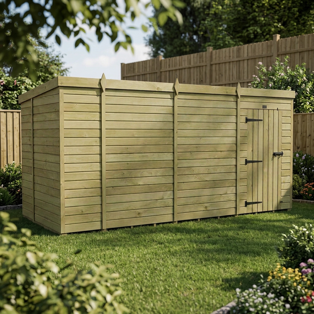 14 x 6 Pent Shed (Single Door, No Windows) - Pent Shed