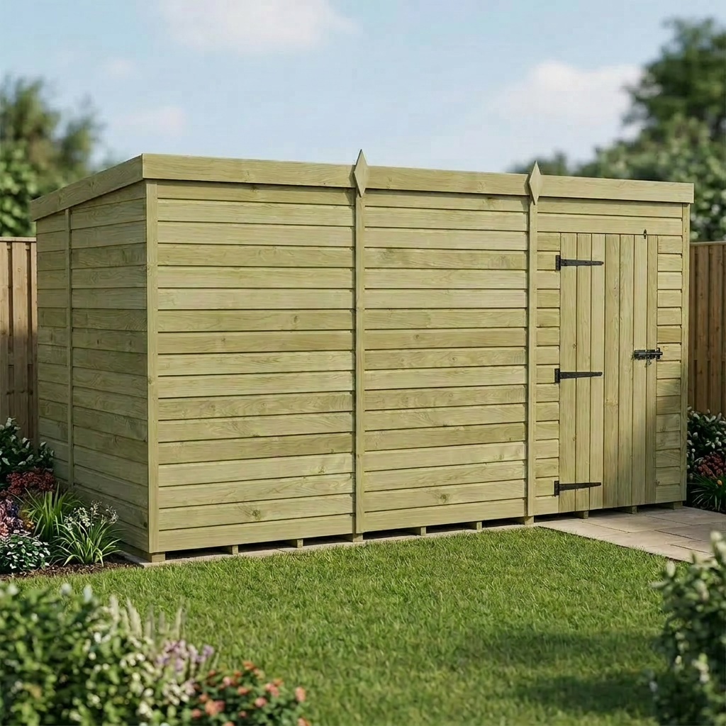 12 x 6 Pent Shed (Single Door, No Windows) - view 5