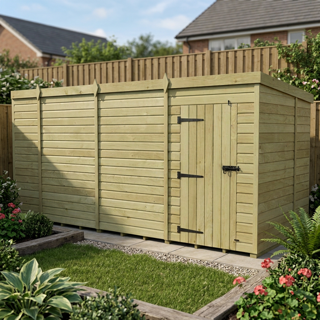 15 x 6 Pent Shed (Single Door, No Windows) - view 4