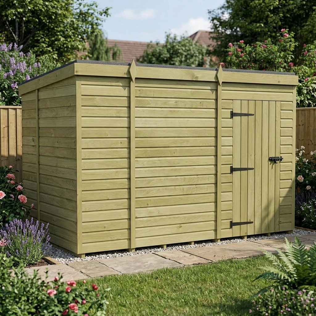 11 x 6 Pent Shed (Single Door, No Windows) - view 3