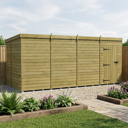 16 x 6 Pent Shed (Single Door, No Windows) - view 2