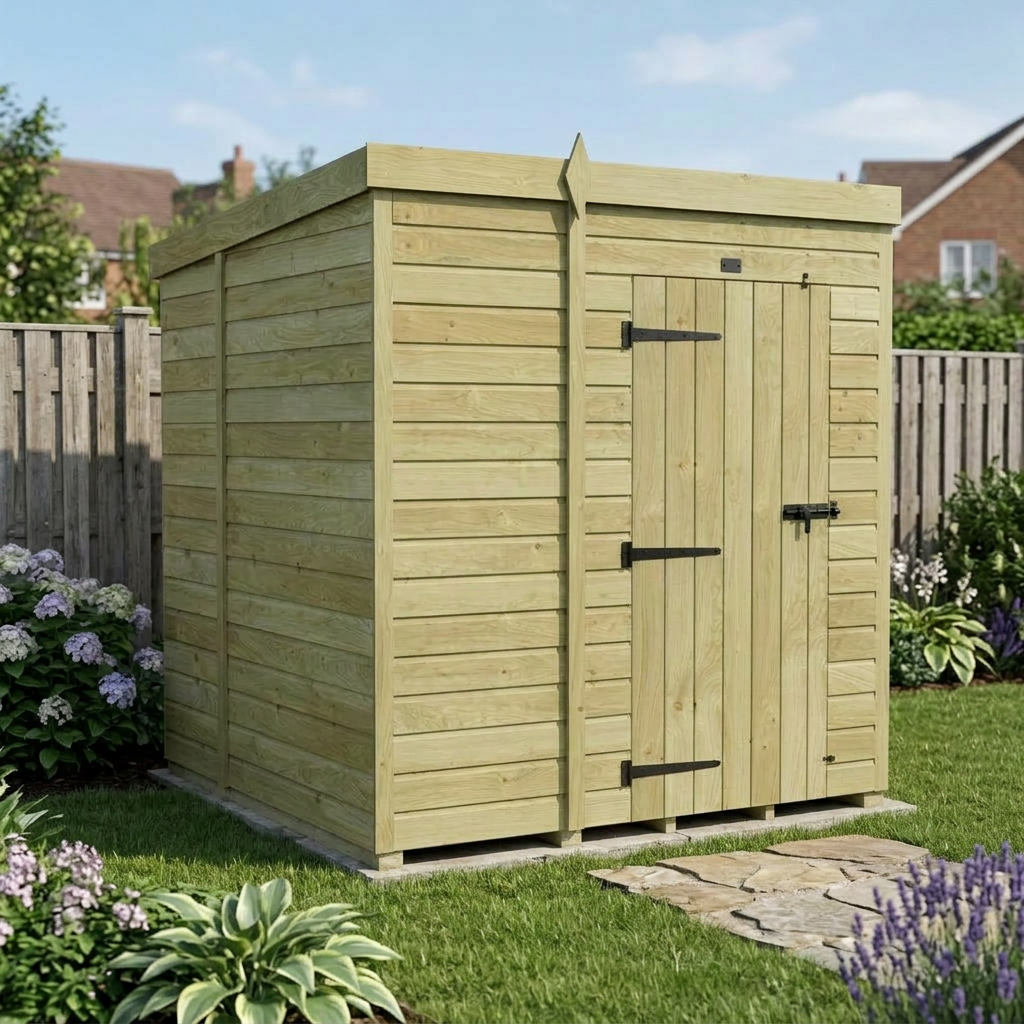 6 x 7 Pent Shed (Single Door, No Windows) - view 4