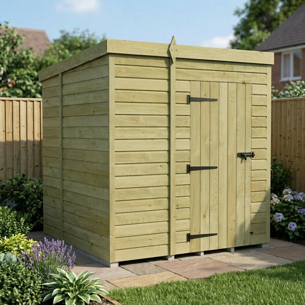 7 x 7 Pent Shed (Single Door, No Windows) - view 3