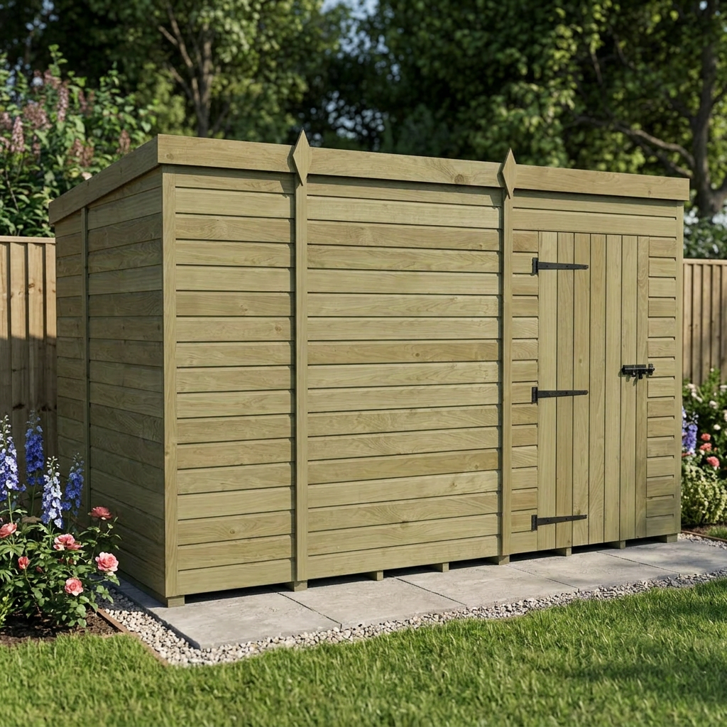 10 x 7 Pent Shed (Single Door, No Windows) - view 4