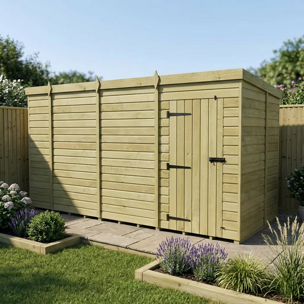 15 x 7 Pent Shed (Single Door, No Windows) - view 4