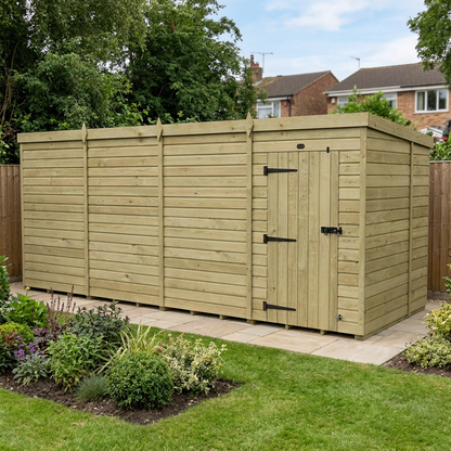 16 x 7 Pent Shed (Single Door, No Windows) - view 3