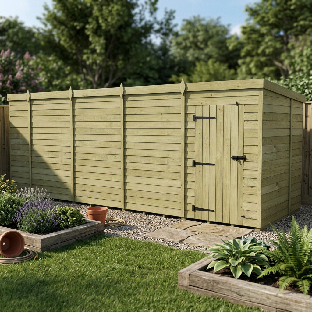 18 x 7 Pent Shed (Single Door, No Windows) - Pent Shed