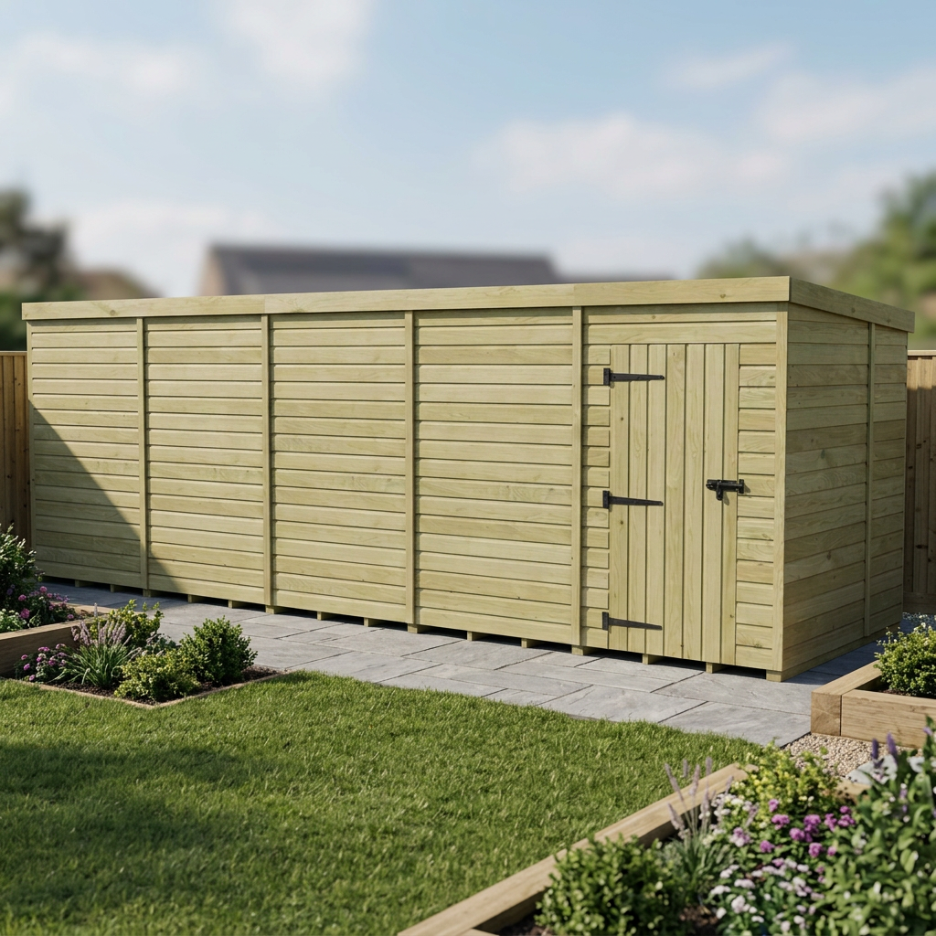 20 x 7 Pent Shed (Single Door, No Windows) - Pent Shed