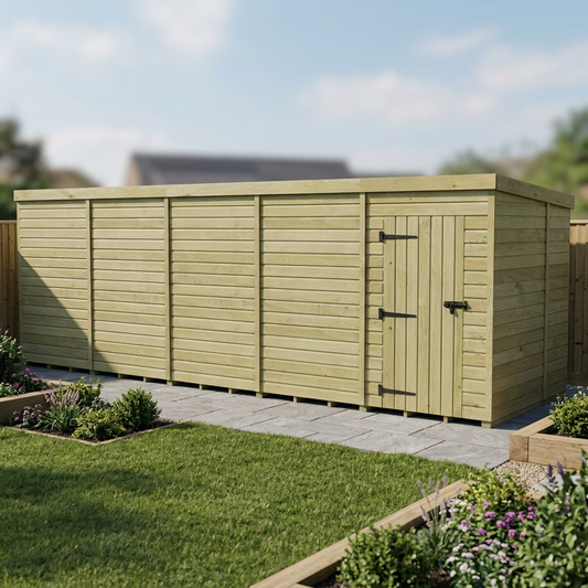 20 x 7 Pent Shed (Single Door, No Windows) - Pent Shed