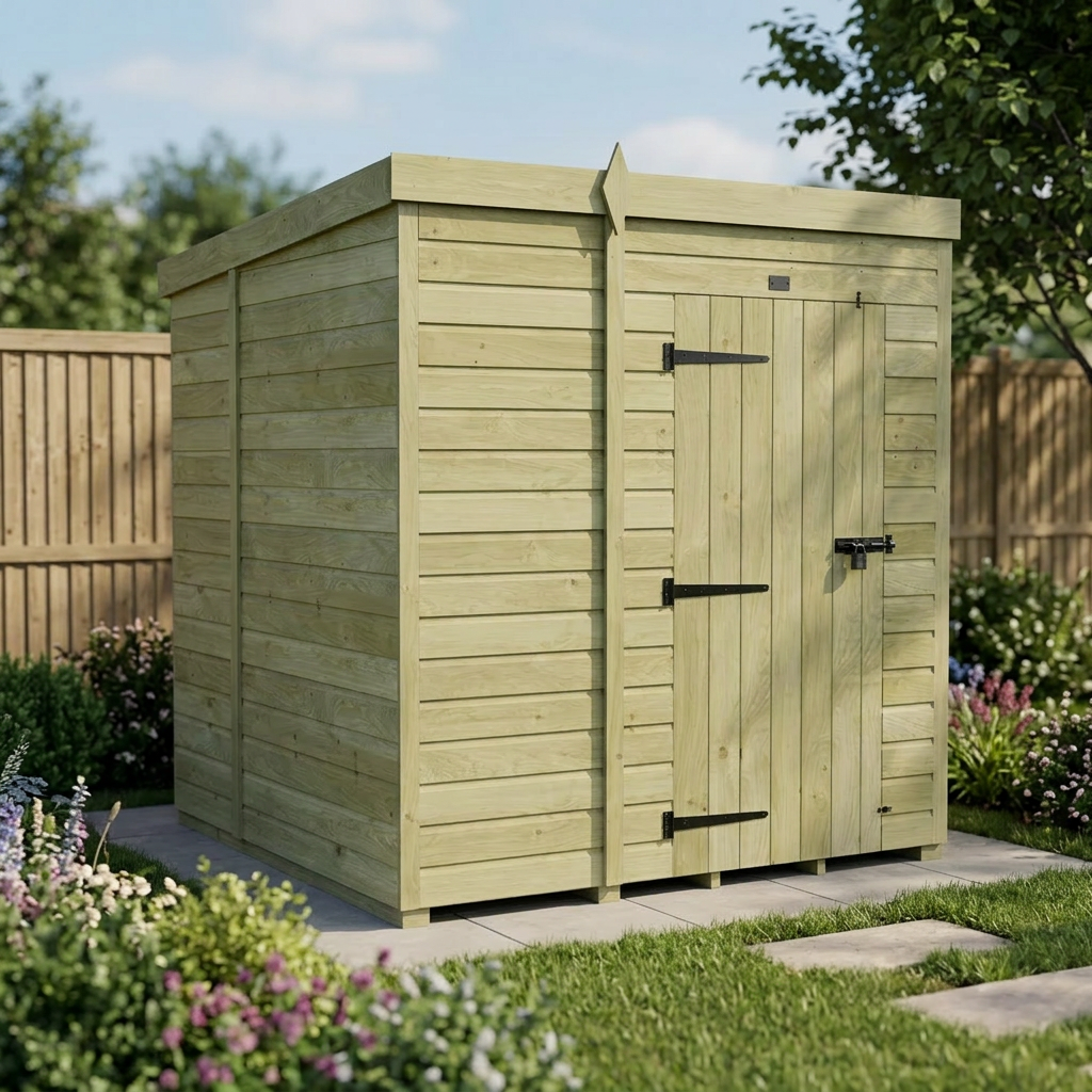 5 x 7 Pent Shed (Single Door, No Windows) - view 3