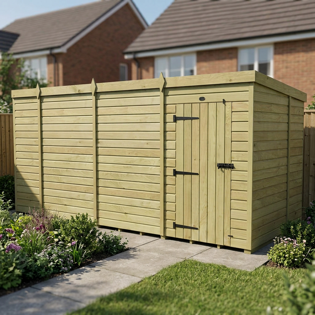 14 x 7 Pent Shed (Single Door, No Windows) - view 2