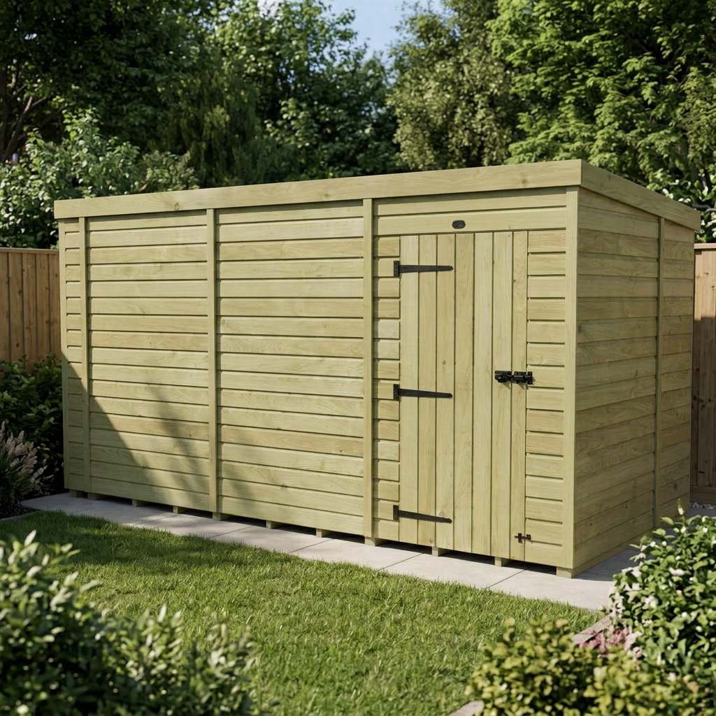 13 x 7 Pent Shed (Single Door, No Windows) - view 5