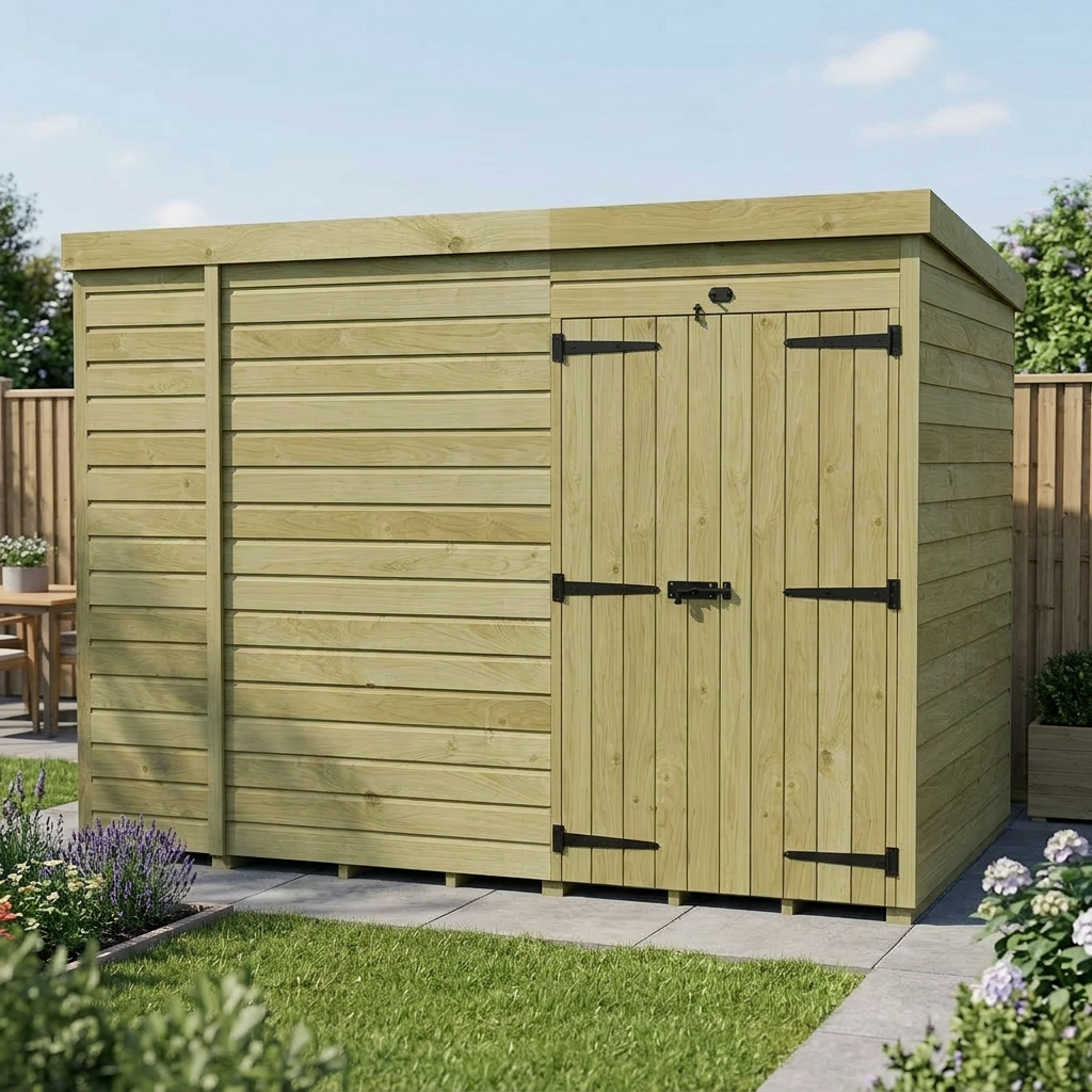 11 x 5 Pent Shed (Double Door, No Windows) - view 6