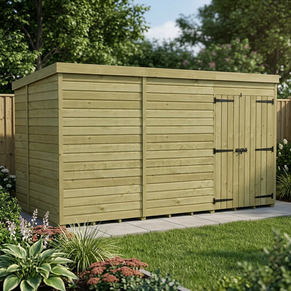 12 x 5 Pent Shed (Double Door, No Windows) - view 4
