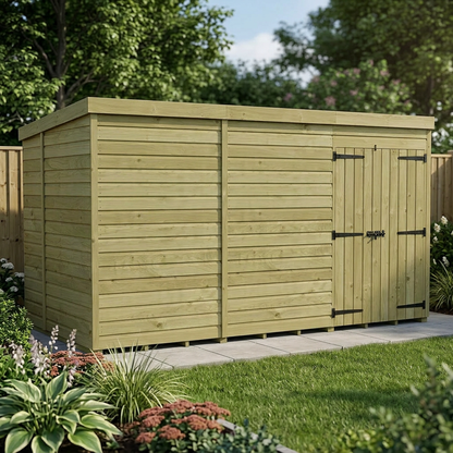 12 x 5 Pent Shed (Double Door, No Windows) - view 4
