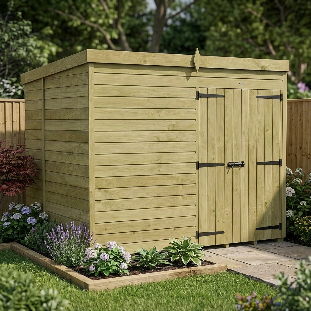8 x 6 Pent Shed (Double Door, No Windows) - view 3