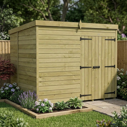 8 x 6 Pent Shed (Double Door, No Windows) - view 3
