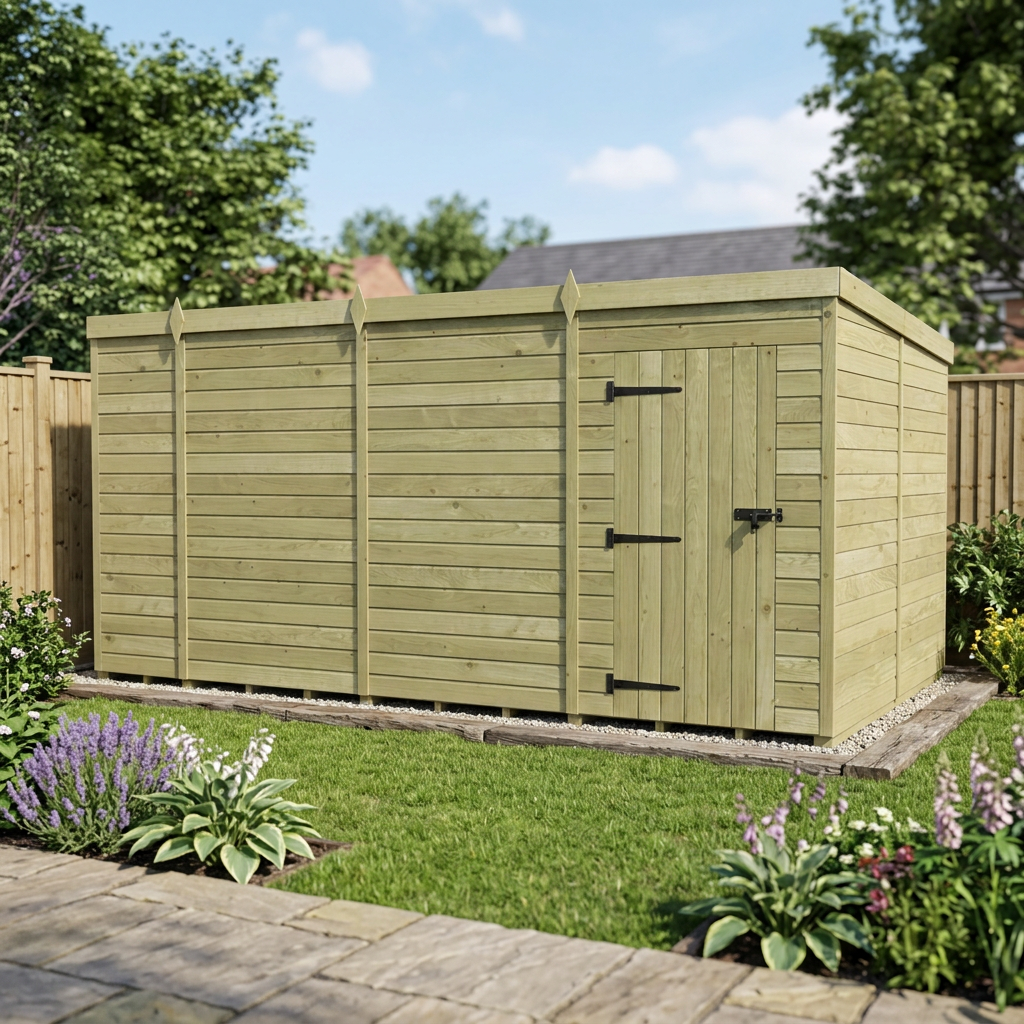 13 x 8 Pent Shed (Single Door, No Windows) - view 4
