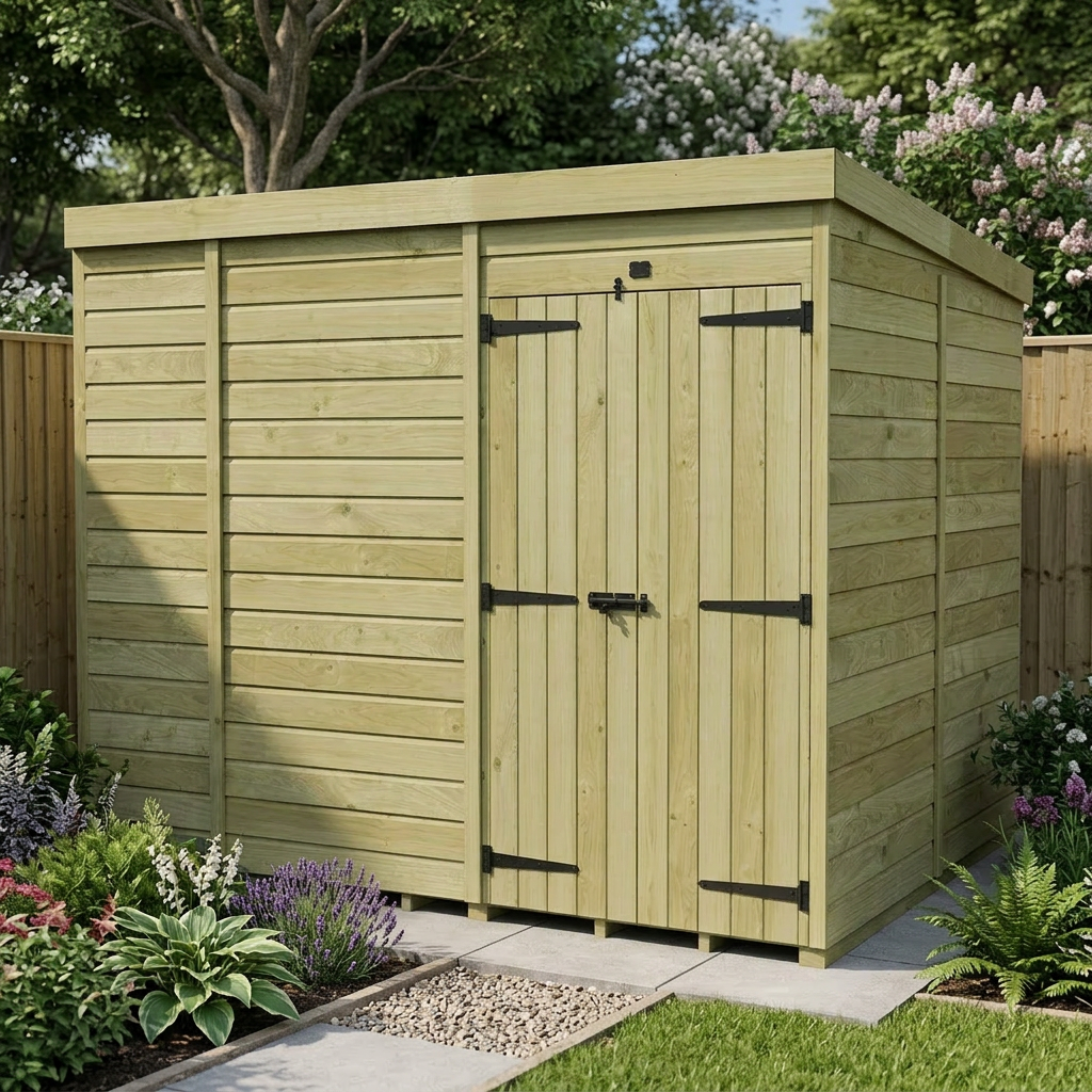 10 x 8 Pent Shed (Double Door, No Windows) - view 4