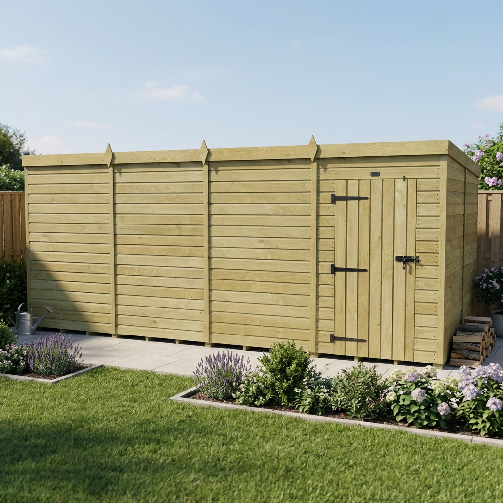16 x 8 Pent Shed (Single Door, No Windows) - view 5