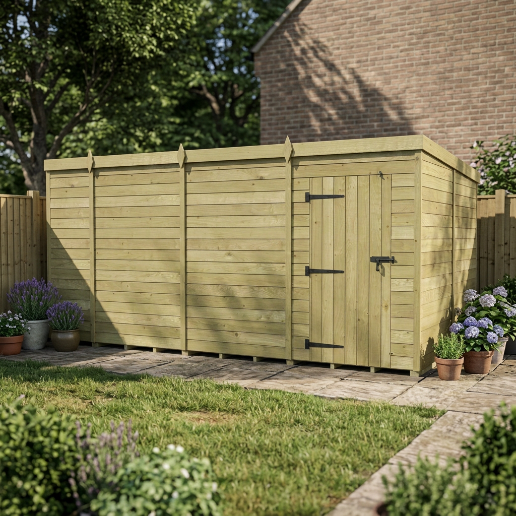 14 x 8 Pent Shed (Single Door, No Windows) - view 5