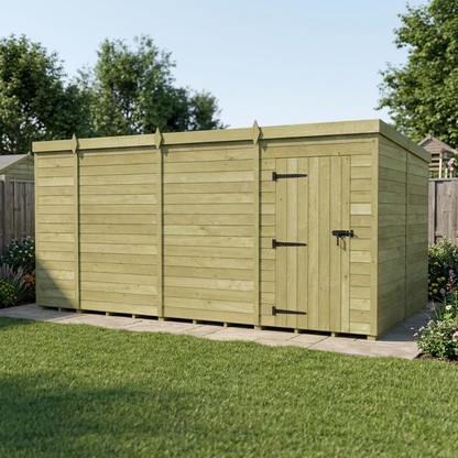 15 x 8 Pent Shed (Single Door, No Windows) - view 5