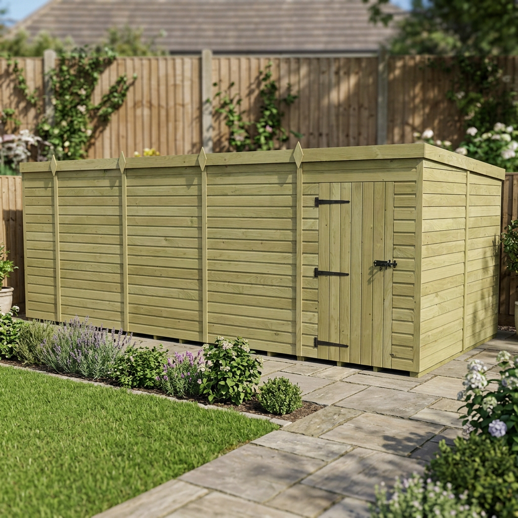 19 x 8 Pent Shed (Single Door, No Windows) - view 5