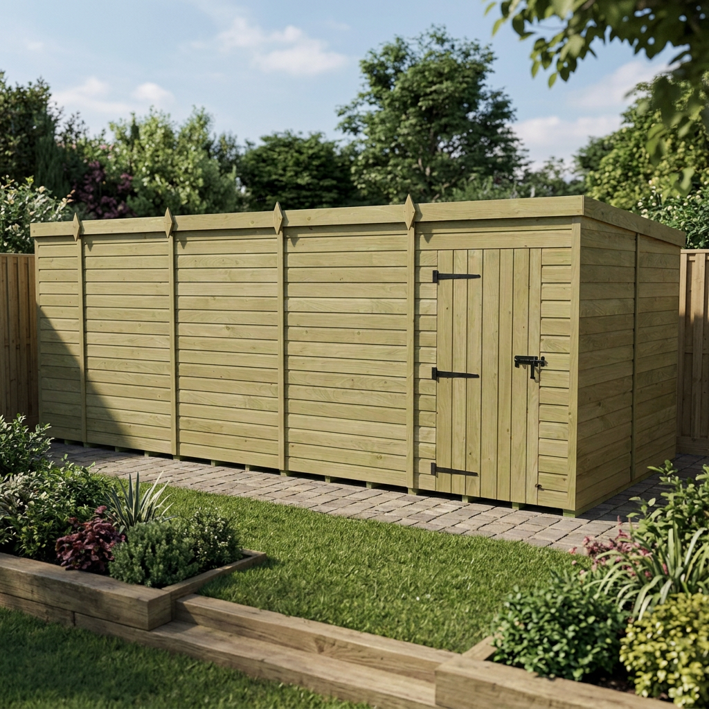 18 x 8 Pent Shed (Single Door, No Windows) - view 5
