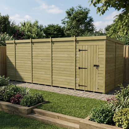 18 x 8 Pent Shed (Single Door, No Windows) - view 5